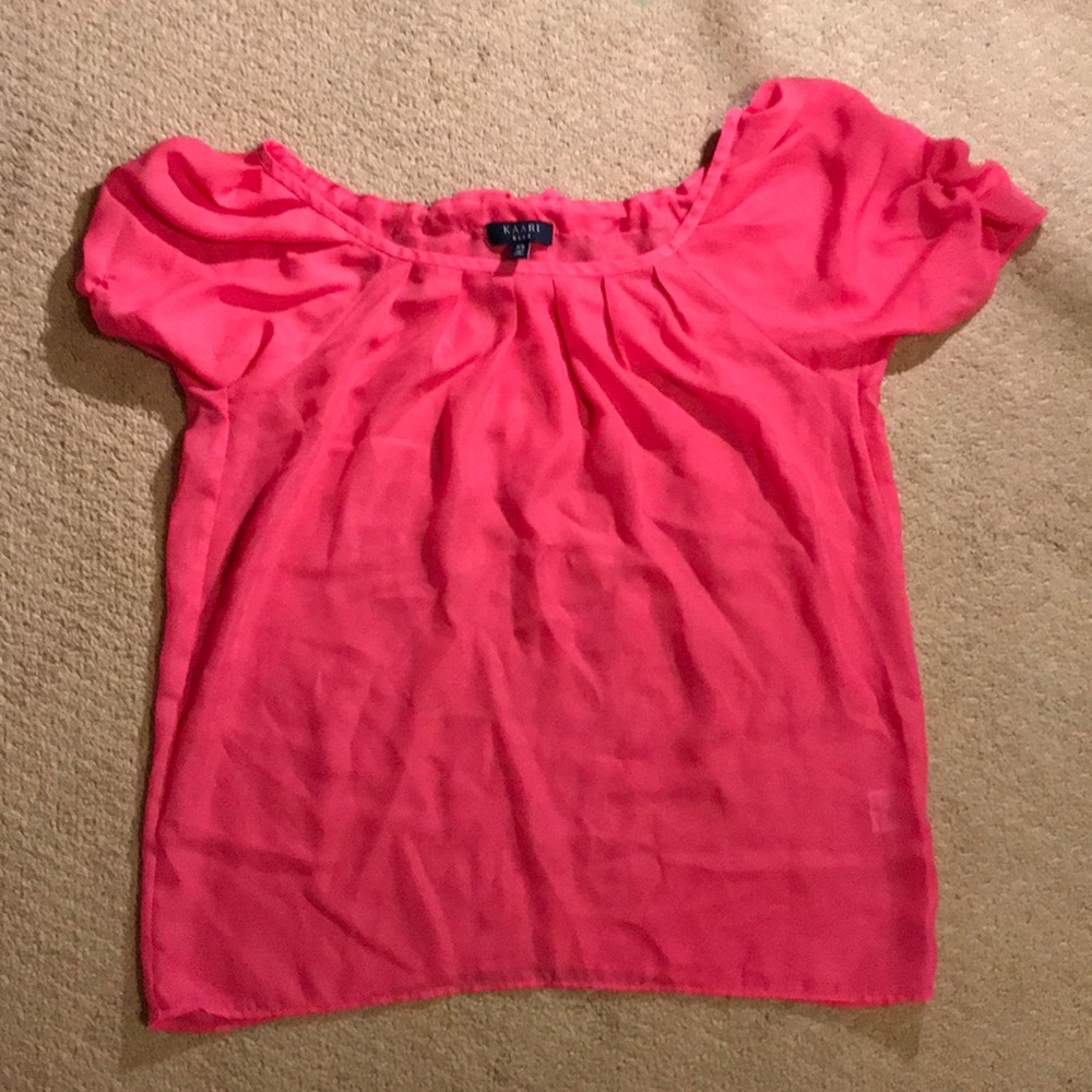 NWOT Kari Blue Pink Blouse Size XS